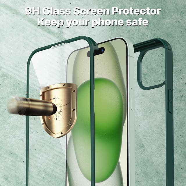 Detalle de CENHUFO iPhone 15 Case with Built‑in Screen Protector 360° Cover