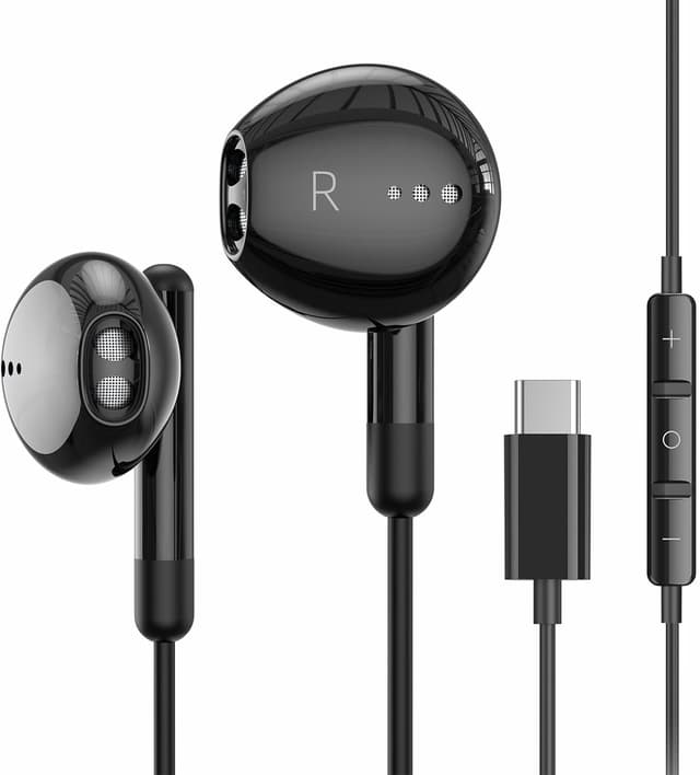 Detalle de BENEWY USB-C Kopfhörer mit Mikrofon & Lautstärkeregler für iPhone, iPad und viele Android-Geräte – In-Ear mit Kabel