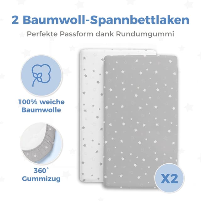 Detalle de Dreamzie Set Spannbettlaken 50x83 cm