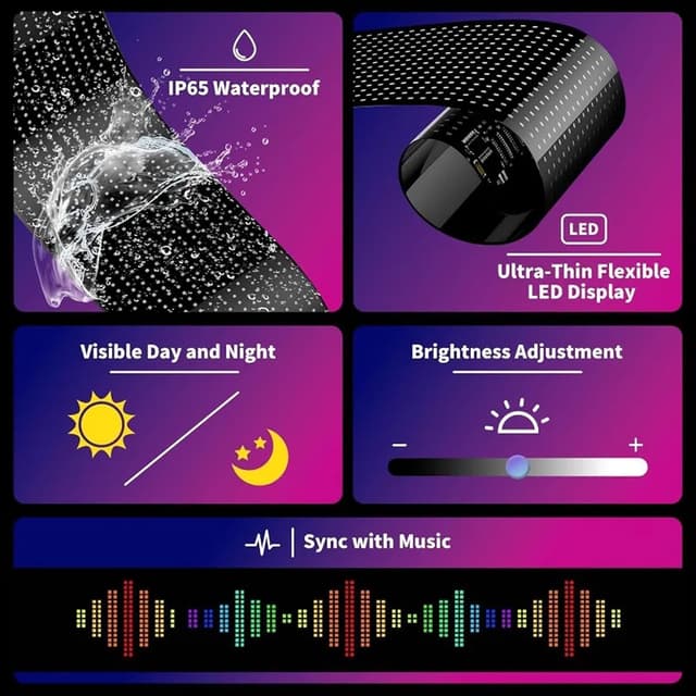 Detalle 1 de LED Anzeigetafel 20x146 cm, flexibles RGB