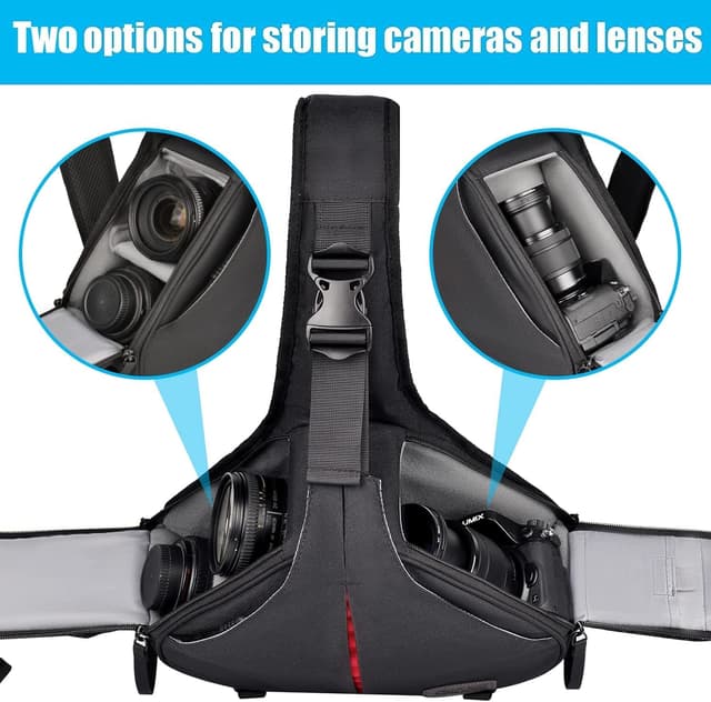 Detalle de CADeN Kameratasche Canvas Umhängetasche mit abnehmbarem Einsatz – Messenger Bag für Kamera, Objektive & Zubehör