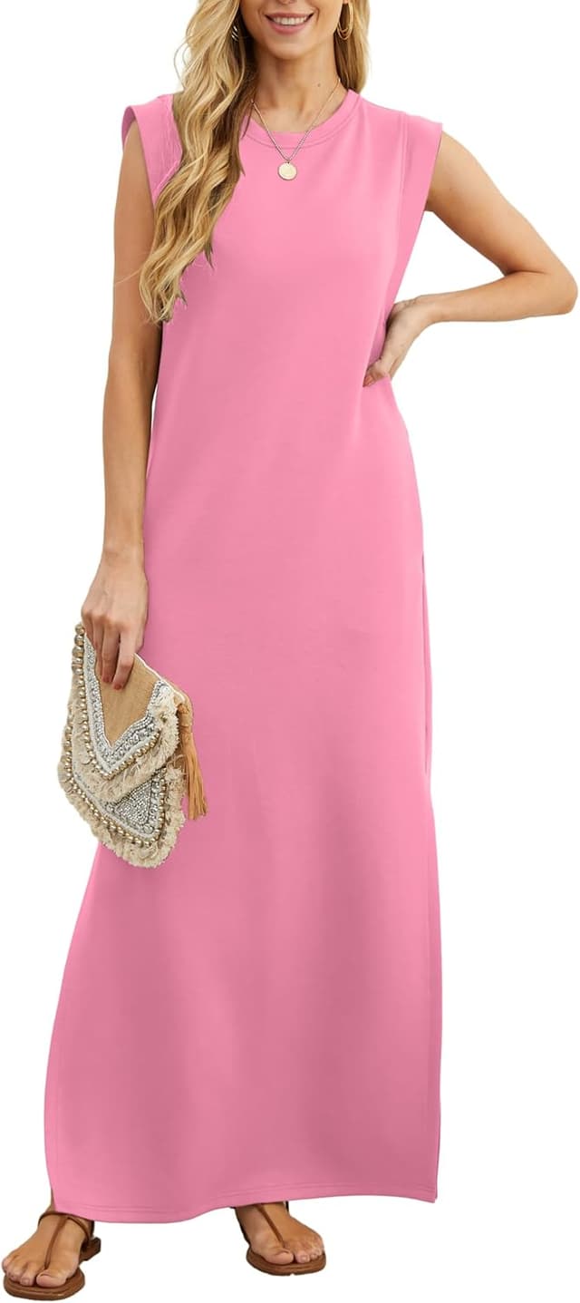 Detalle de GRECERELLE women’s summer maxi dress with pockets and side split