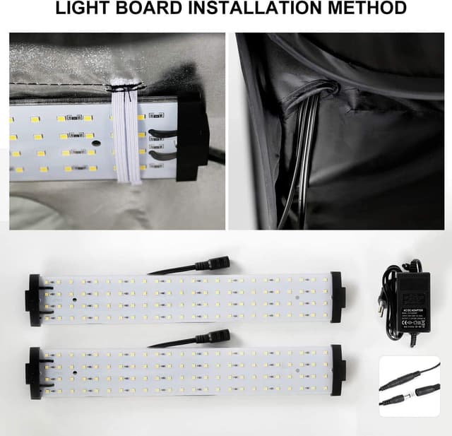 Detalle de Konseen Portable Photo Studio Light Box 24"x24"x24" dimmable LED kit with 192 lights and 4 backdrops (UK plug)