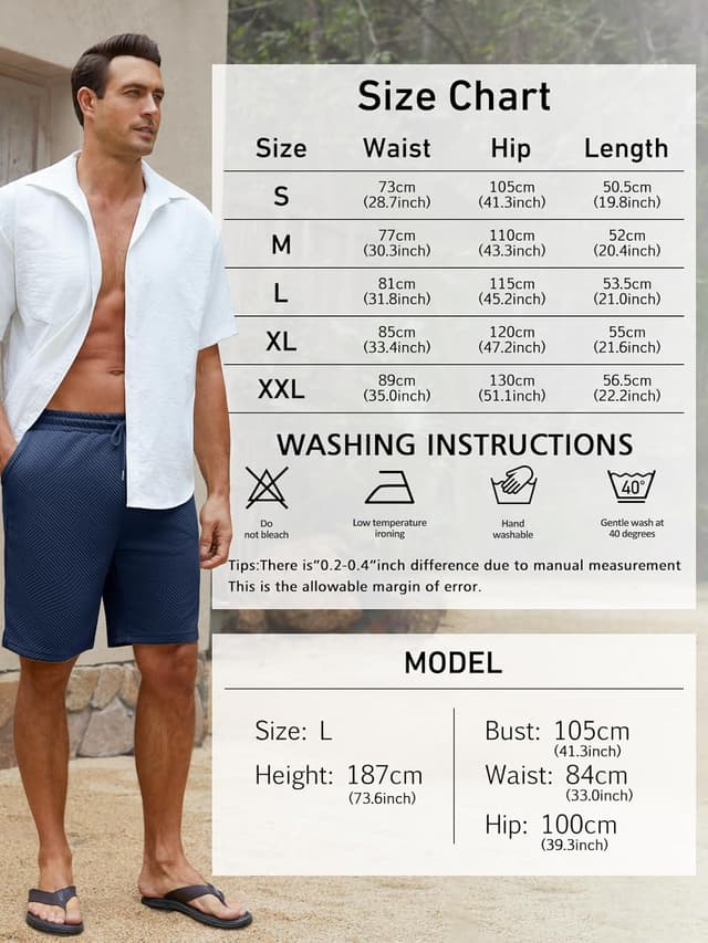 Detalle de Pantaloncini casual uomo Aisprts con coulisse e tasche – traspiranti per palestra, spiaggia e uso quotidiano