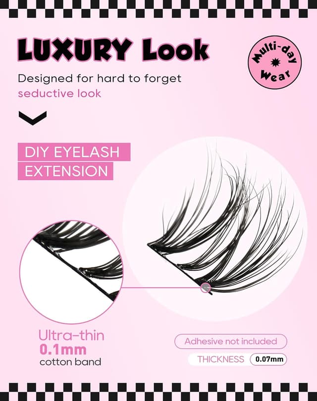 Detalle 2 de Natürliche Cluster-Wimpernverlängerungen Wispy (DIY, 7er-Pack) für einen natürlichen Wimpernlook