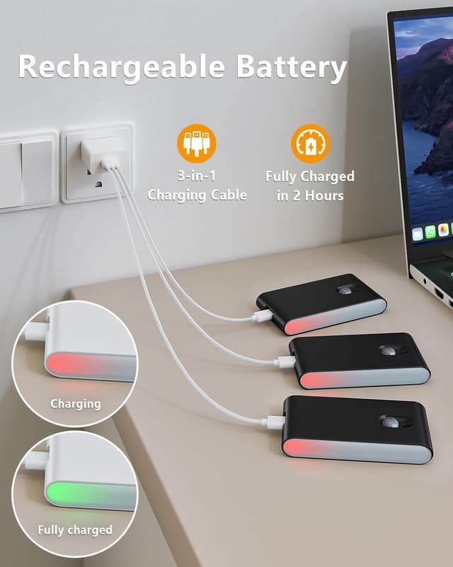 Detalle 2 de WILLED Nachtlicht mit Bewegungsmelder – LED Treppenlicht (RGB & Warmweiß), 10er-Set für Flur & Schlafzimmer