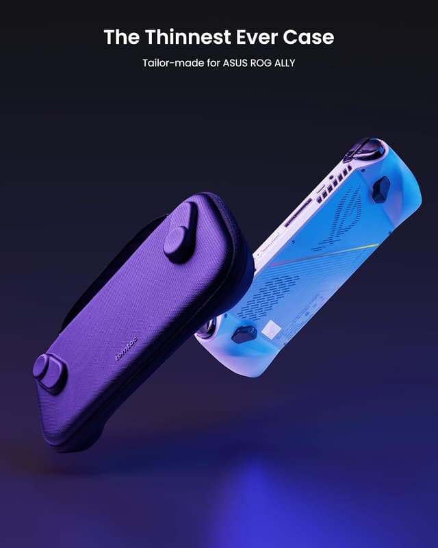 Detalle de tomtoc Protective Case for ROG Ally X and ROG Ally – slim hard shell travel bag, shockproof, black