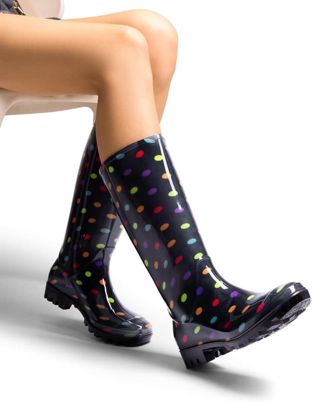 Thumbnail 6 de Dream Pairs stivali da pioggia impermeabili in gomma da donna con design a pois