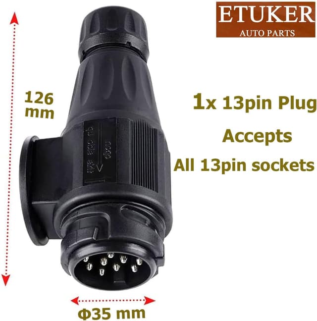 Thumbnail 6 de ETUKER 13-poliger Anhängerstecker (12V) nach ISO 11446, wasserfeste Dichtung