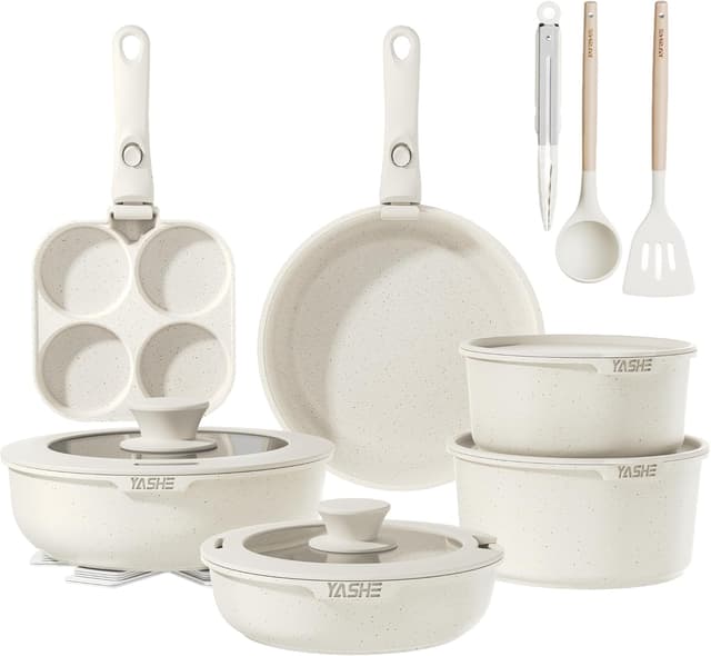 Detalle de YASHE batería de cocina antiadherente de 20 piezas