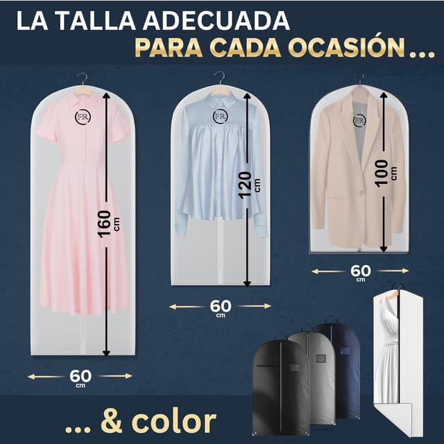 Detalle 1 de FiRiO 8x Fundas Ropa Antipolvo Transpirables 100x60cm