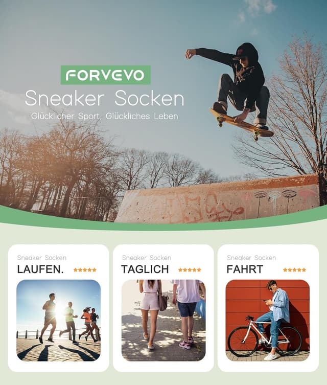 Detalle 2 de FORVEVO Sneaker Socken 10 Paar für Sport