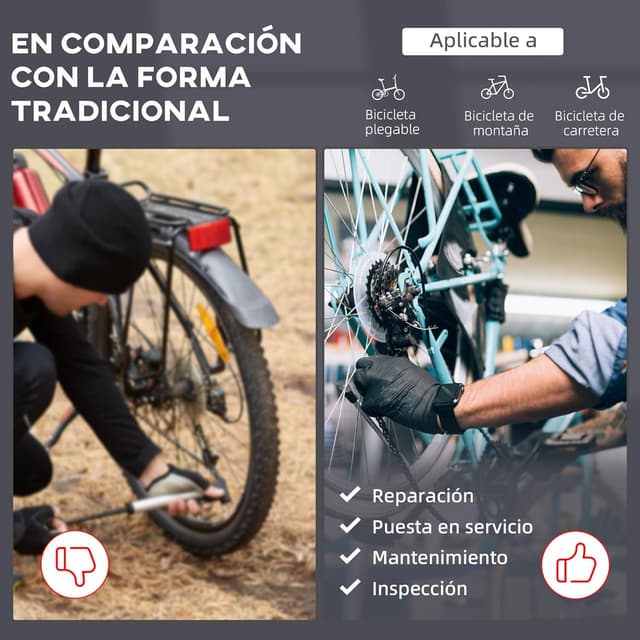Thumbnail 4 de HOMCOM Soporte reparación bicicletas 109-180 cm