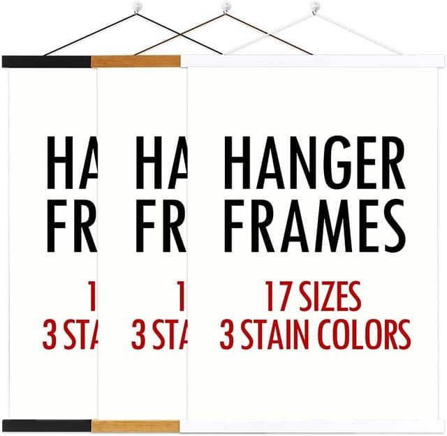 Detalle 2 de Sanauto A1 Magnetic Wooden Poster Frame Hangers (61cm) – Black, 2 Pack