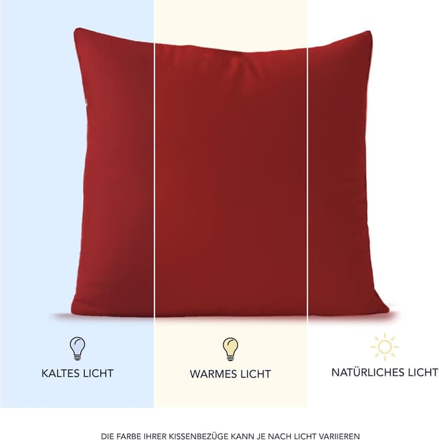 Detalle de Dreamzie Jersey-Kissenbezug 60 x 60 cm (Set mit 2) – 100% Baumwolle, rot