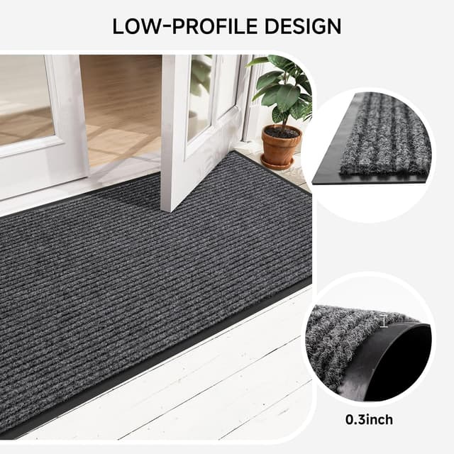 Detalle de 100pointONE Front Door Mat for Outside Entrance (120" x 36") — low profile, non-slip scraper mat