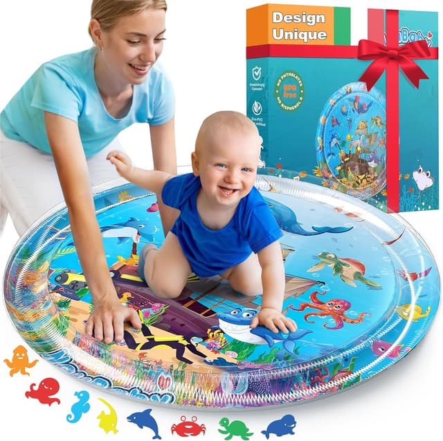 Detalle de NouBaby Tappetino Tummy Time Neonato XXL con cuscino e giochi sensoriali ad acqua