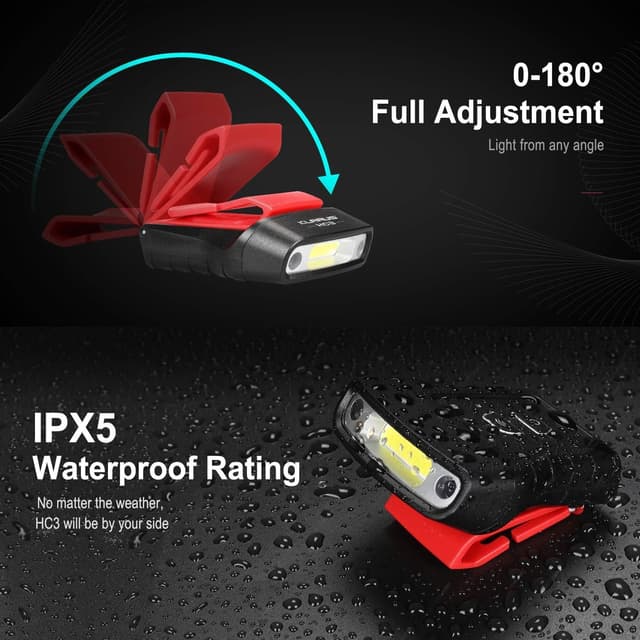 Detalle de Klarus HC3 Clip Rechargeable : lampe frontale mains libres à capuchon, lot de 2