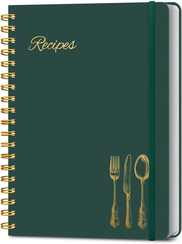 Detalle de LuBudingJoy B5 Blank Recipe Book (Hardcover, 130 Pages) – Spiral Cookbook Journal with DIY Stickers