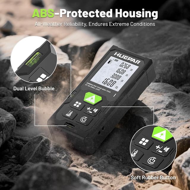 Detalle de Huepar Laser Measure (DM-LM50) digital laser distance meter up to 50m/100m with backlit LCD