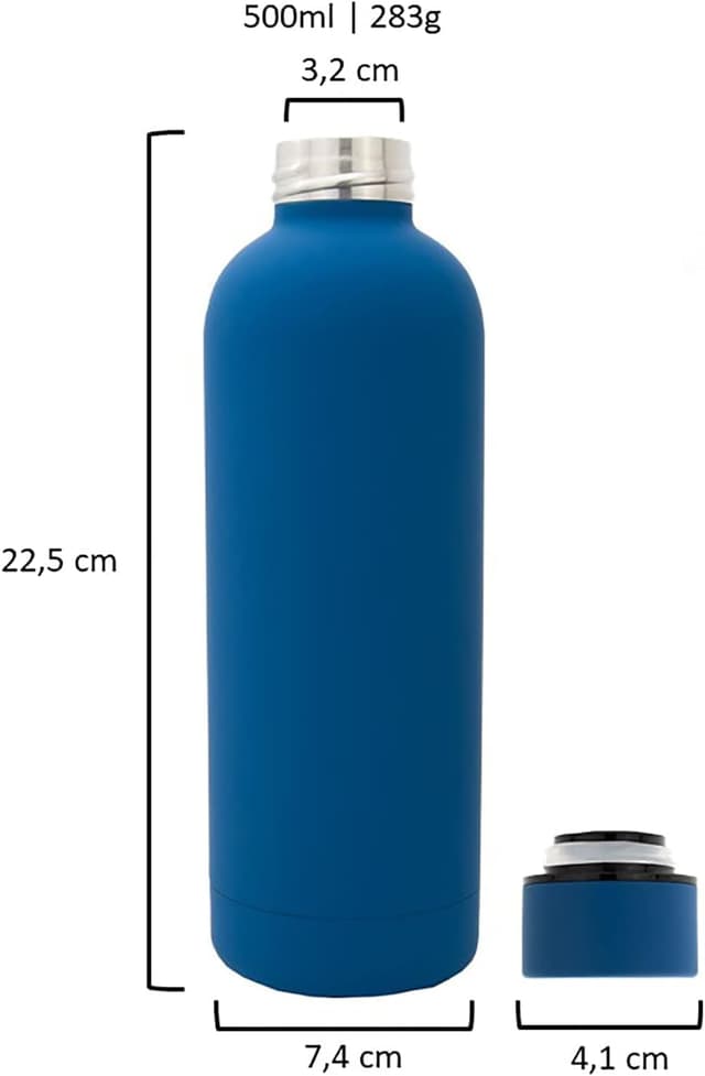 Detalle de T&N Edelstahl Trinkflasche 500 ml – Thermosflasche für Büro, unterwegs und Sprudel