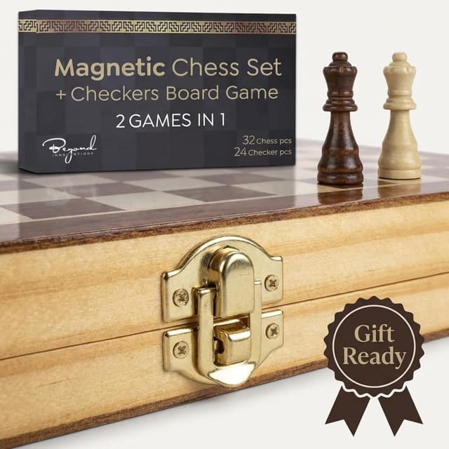 Thumbnail 5 de Wooden Magnetic Chess Set 15” 🎲