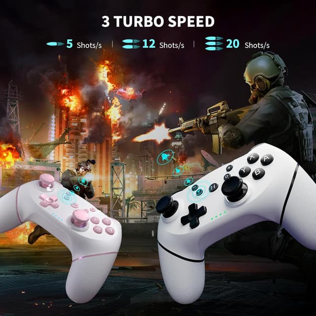 Detalle de AceGamer 2pcs Wireless Controller for Switch 2 / Switch / Switch Lite / OLED with Turbo, Dual Vibration, Screenshot & Wake-up