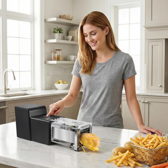 Detalle 2 de Sopito Pommesschneider elektrisch mit Edelstahlklingen (6 mm, 9 mm, 12 mm)