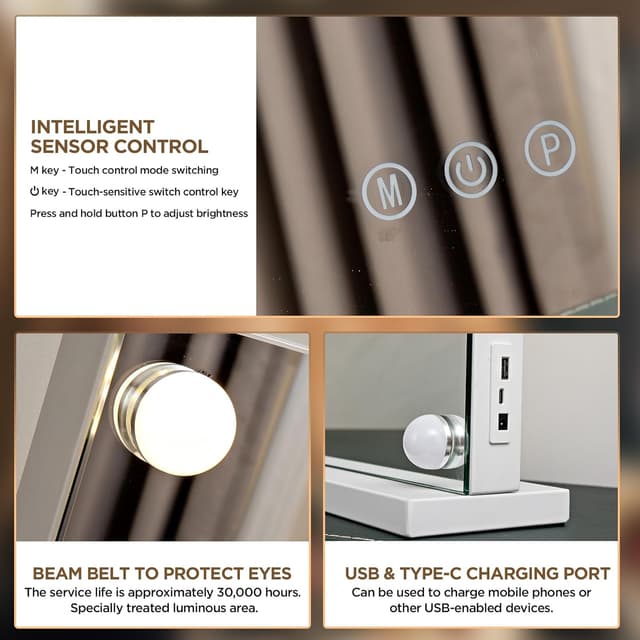 Thumbnail 5 de FIBRAVE Hollywood Vanity Mirror 58×48cm