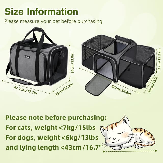 Detalle 2 de pecute Cat Carrier Expandable Extra Large pet carrier