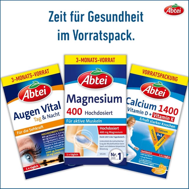 Detalle de Abtei Magnesium 400 – hochdosiertes Magnesium für aktive Muskeln (30 Tabletten)