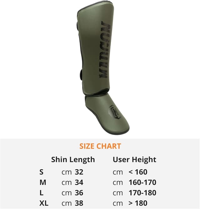 Detalle de MADGON Paratibie kick boxing e Muay Thai con imbottitura, protezione per tobillo e sacca