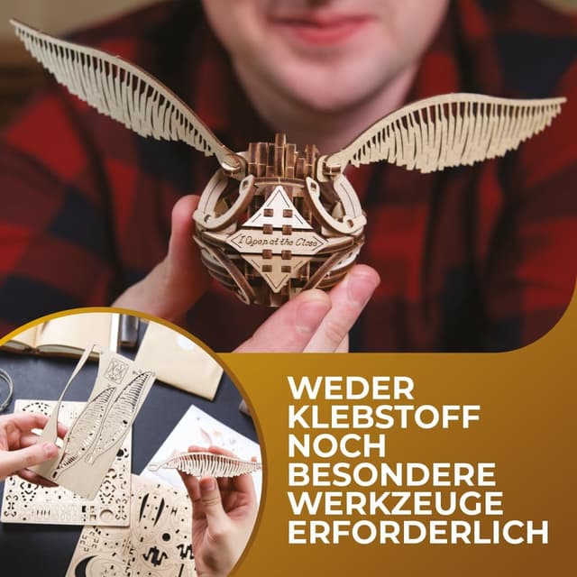 Detalle de UGEARS Goldener Schnatz Harry-Potter 3D-Holzpuzzle für Erwachsene – mechanisches Modell zum Selberbauen