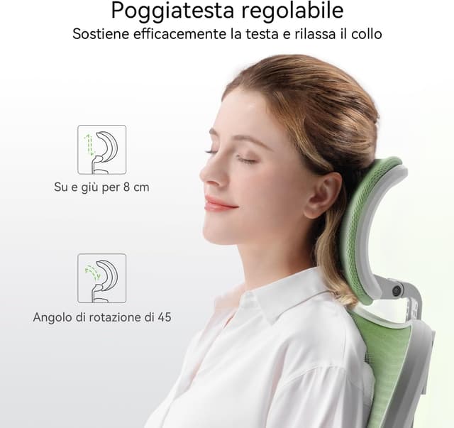 Detalle 2 de SIHOO M18 sedia ergonomica da ufficio con poggiatesta e supporto lombare