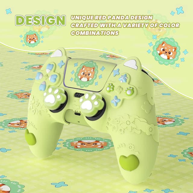 Detalle de playvital PlayVital Cute Spring Lesser Panda Silicone Cover for PS5 Controller (anti-grip, shockproof skin)