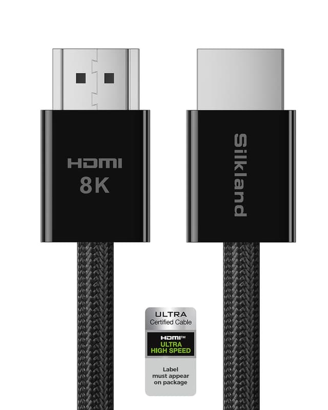 Detalle de Silkland Certified HDMI 2.1 Cable (5FT) for PS5 and Xbox Series X|S — 4K@120Hz, 8K@60Hz, 48Gbps