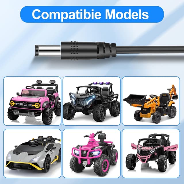 Detalle de EGK 24V Charger for Ride-On Toys with 6.6Ft Cable (2.1mm x 5.5mm) — Compact Power Adapter