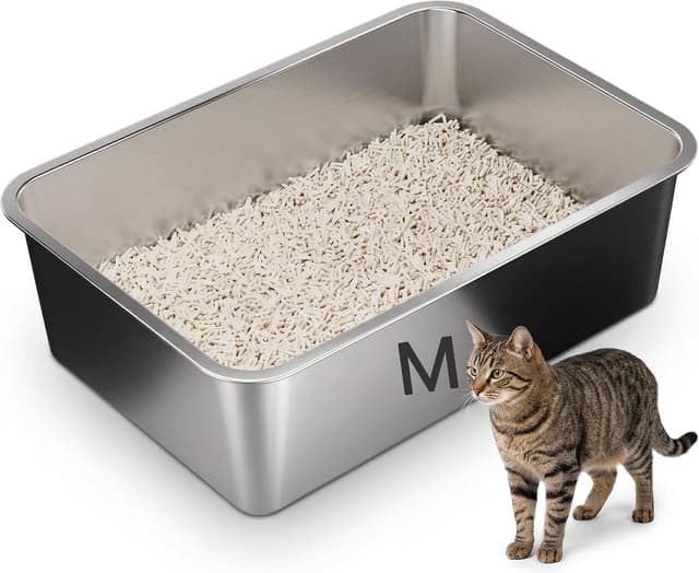 Detalle de Suhaco Stainless Steel Cat Litter Tray 45 x 35 x 15 cm