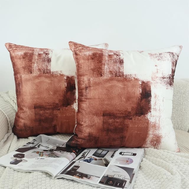 Detalle de OYIMUA Deko-Kissenbezug 50x50 im 2er-Set aus Samt (Quadrat) – mit verdecktem Reißverschluss