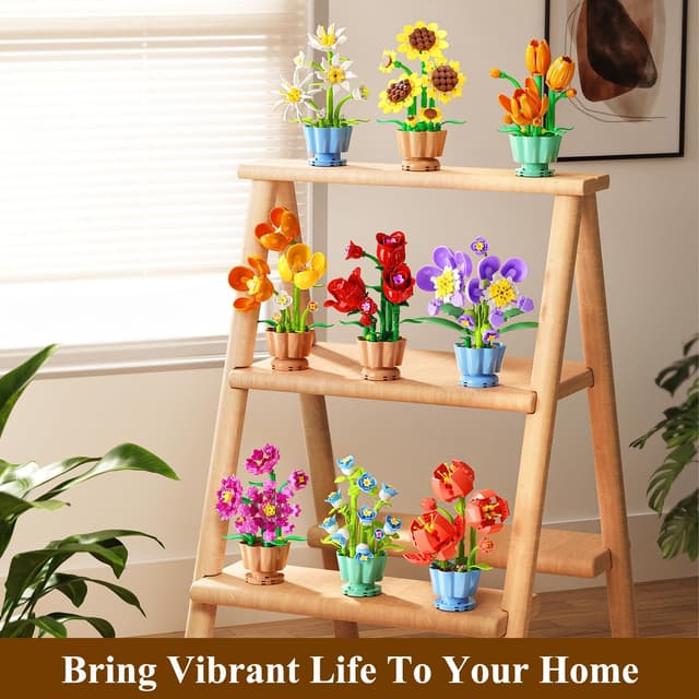 Detalle 2 de CUBIMANA 9 Blumen Bausatz „Botanicals Collection“ (3,6 mm Mini-Steine, 1.362 Teile) – für Deko & kreatives Bauen