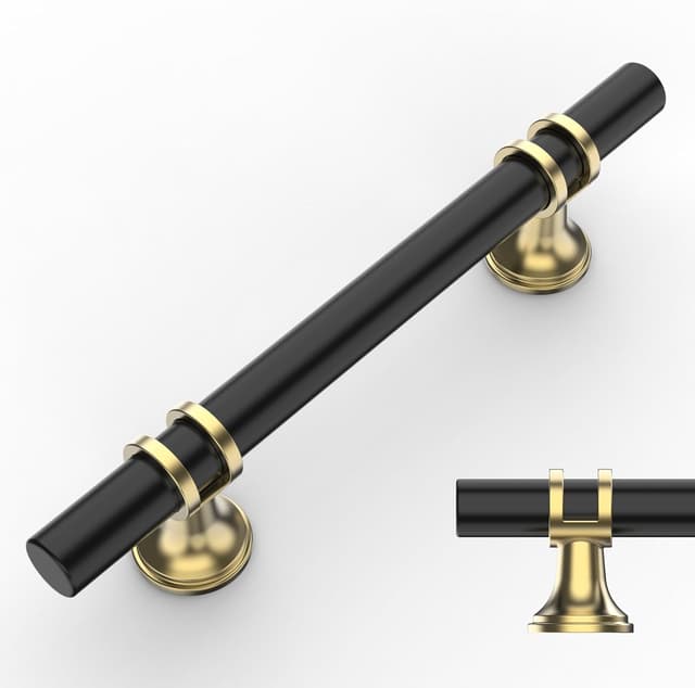 Detalle de Amerdeco maniglie mobili nero e oro 10 pezzi