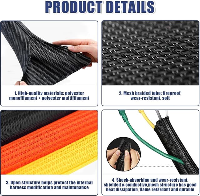 Detalle 2 de Flintronic 10ft x 1 inch Cord Protector cable loom sleeve for tidy, chew-resistant cord management