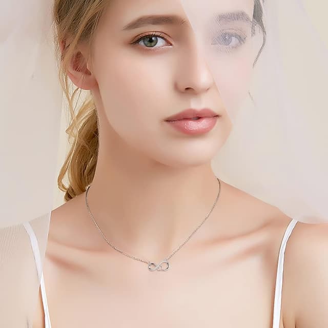 Detalle de Viwind Damen Kette aus 925 Sterling Silber mit Unendlichkeit & Herz Anhänger