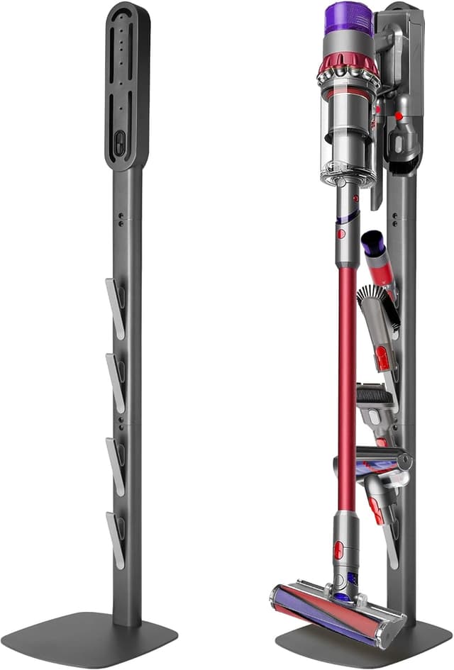 Detalle de JUPELI Staubsauger Ständer für Dyson V16/Gen5/V15/V12/V11/V10/V8/V7/V6 – metallisch, bohrfrei mit 4 Haken