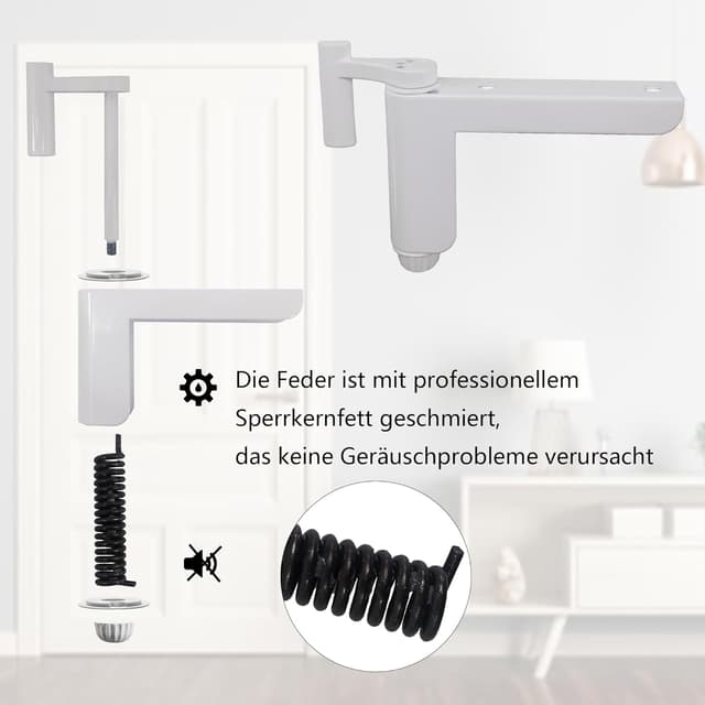 Detalle de Türschließer ohne Bohren – Minitürschließer für leichte Innentüren (DIN links/rechts, 1 Stück) weiß