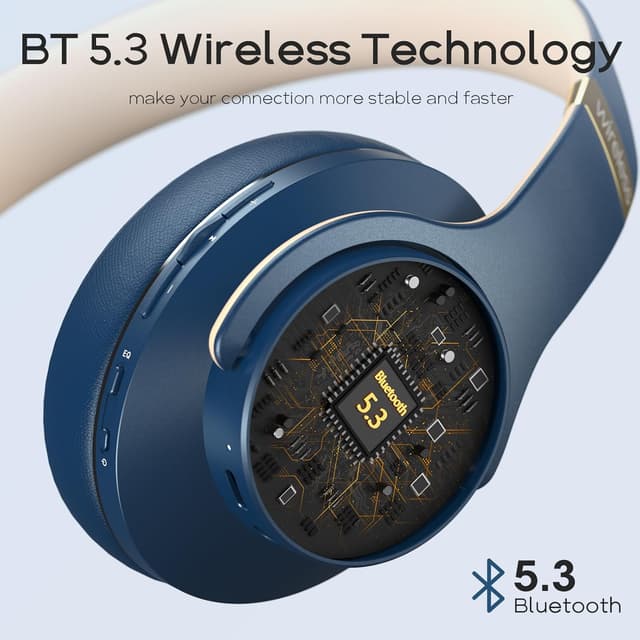 Detalle de DOQAUS Bluetooth Headphones Over Ear (Bluetooth 5.3, up to 90 hours, 3 EQ modes) — Navy Blue