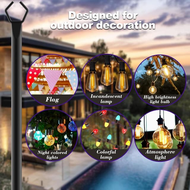 Detalle de 3M string light pole set, 10 ft max