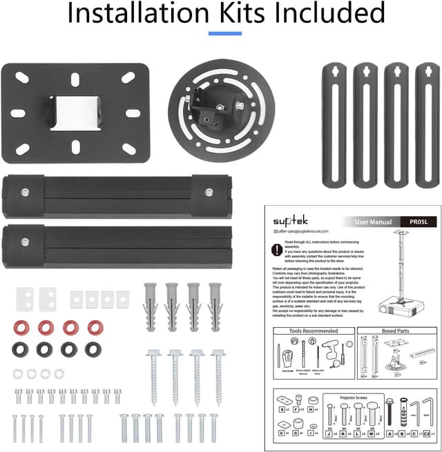 Thumbnail 6 de suptek Beamer-Deckenhalterung PR05LB (780–1250 mm), 360° drehbar, bis 13,6 kg, schwarz