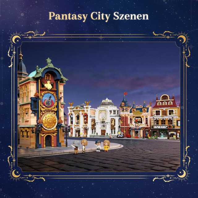 Detalle de PANTASY Prager Astronomische Uhr Klemmbaustein-Set – gotischer Uhrturm mit beweglichen astronomischen Zifferblättern