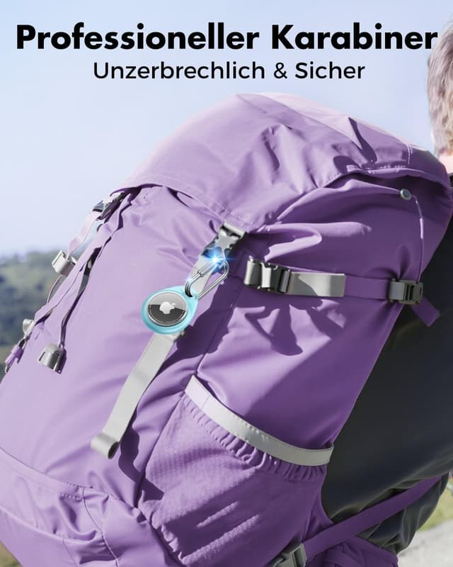 Detalle 2 de UNBREAKcable AirTag Anhänger im 4er-Pack mit Karabiner und wasserabweisender TPU-Schutzhülle